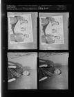 Two men and a woman holding a paper about young farmers; Boy Scout (4 Negatives), April 17-18, 1958 [Sleeve 7, Folder e, Box 14]